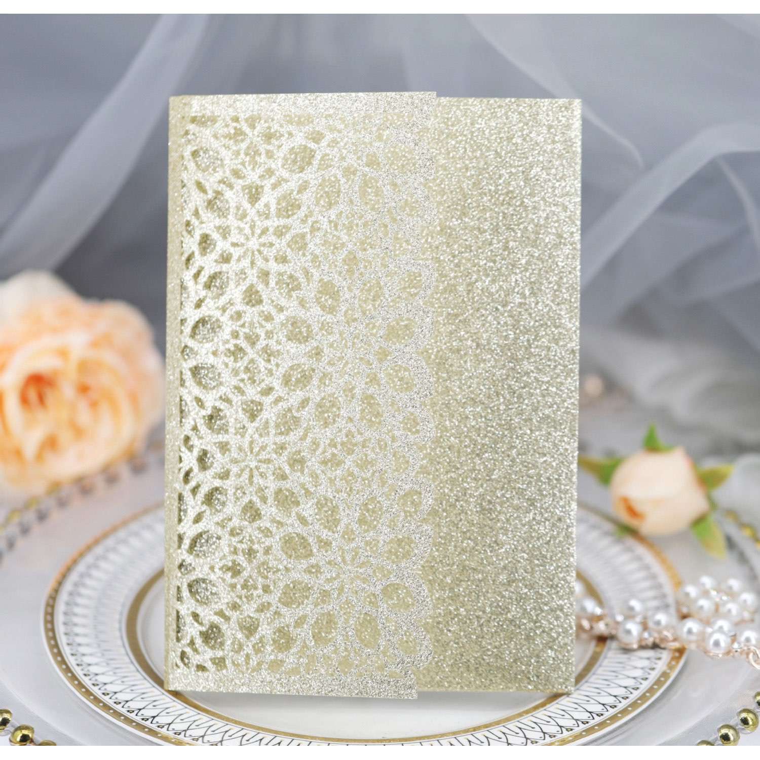 Glitter Invitation Card Laser Business Invitation Modern Wedding Card Personalized Custom